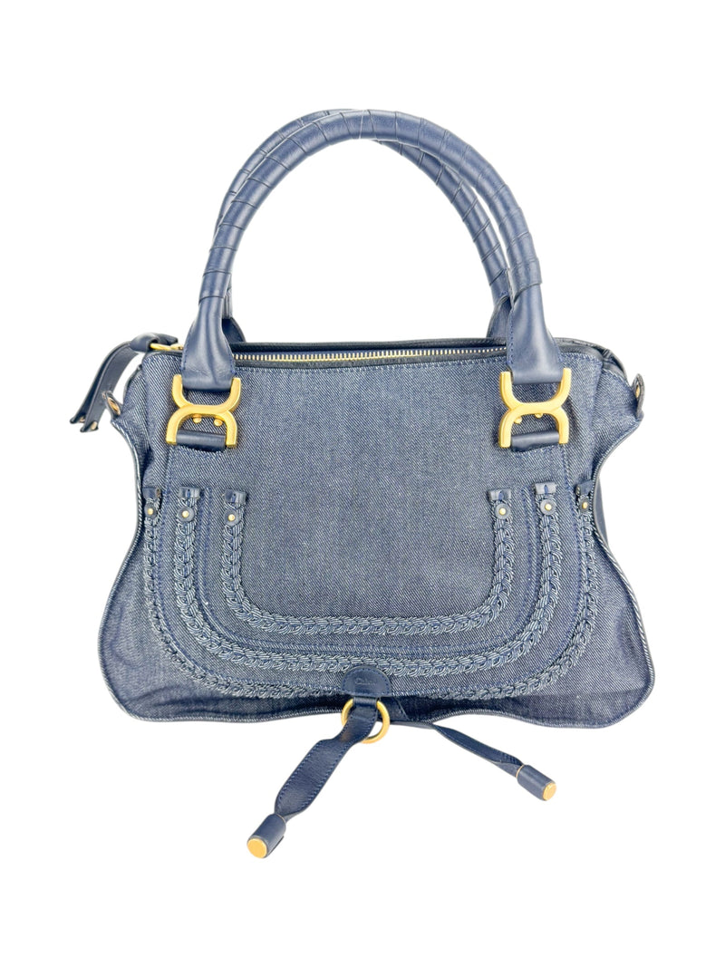 Chloe Blue Denim Marcie Bag Medium