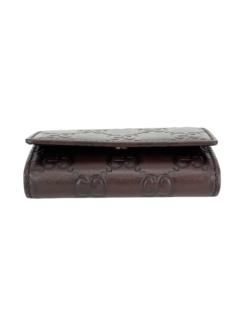 Gucci Brown Leather Guccissima 6 Ring Key Case Holder