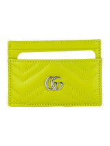 Gucci Lime Green GG Matelasse Chevron Marmont Card Case
