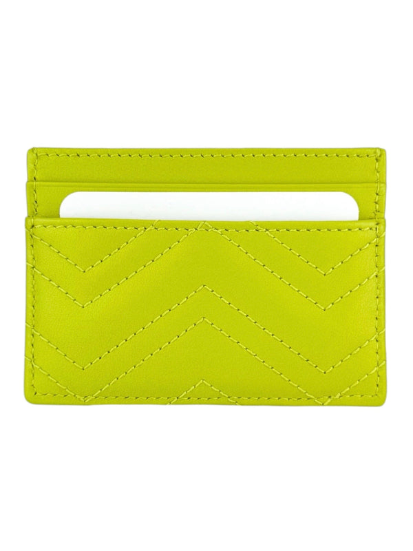 Gucci Lime Green GG Matelasse Chevron Marmont Card Case