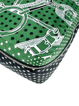 Hermes Silk Green, White & Black Pouch