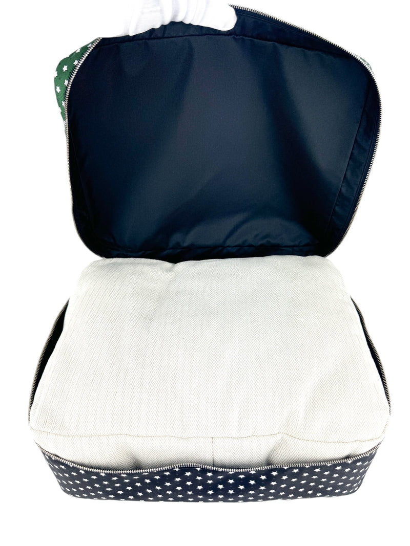 Hermes Silk Green, White & Black Pouch
