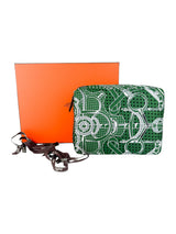 Hermes Silk Green, White & Black Pouch