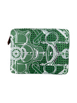 Hermes Silk Green, White & Black Pouch