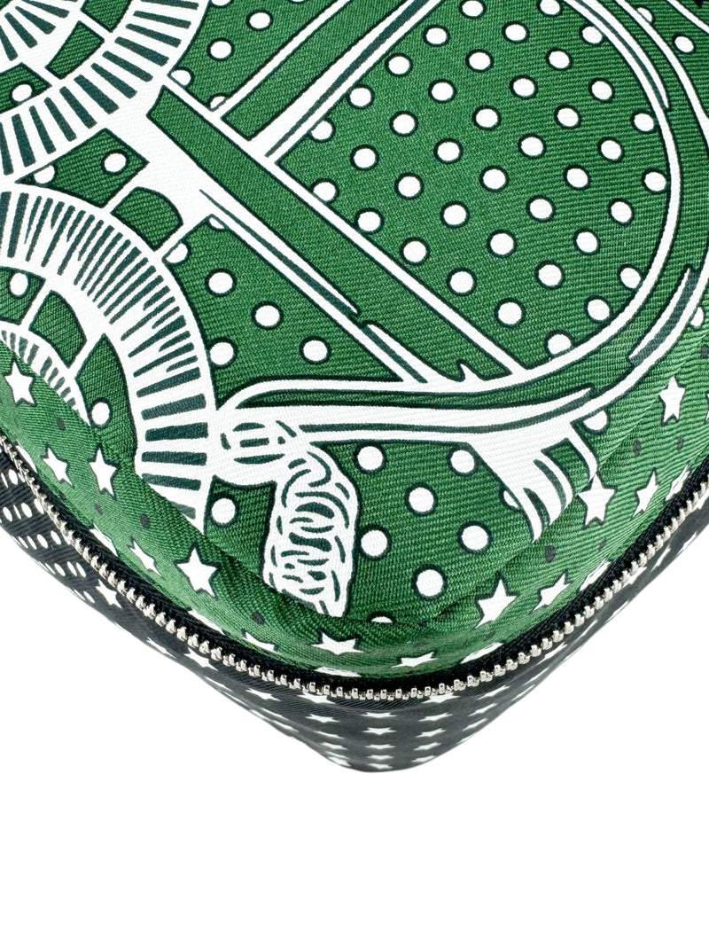 Hermes Silk Green, White & Black Pouch