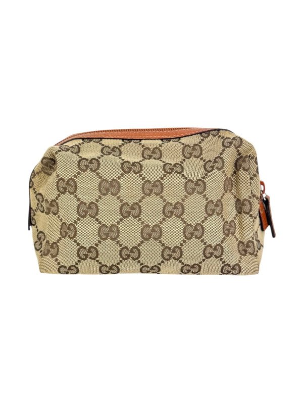 Gucci Brown and Beige Canvas and Leather Pouch