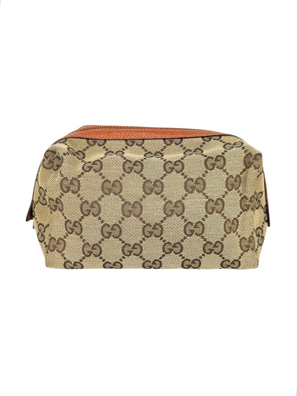 Gucci Brown and Beige Canvas and Leather Pouch