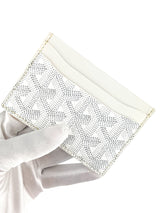 Goyard White Leather Herringbone Saint Sulpice Card Case