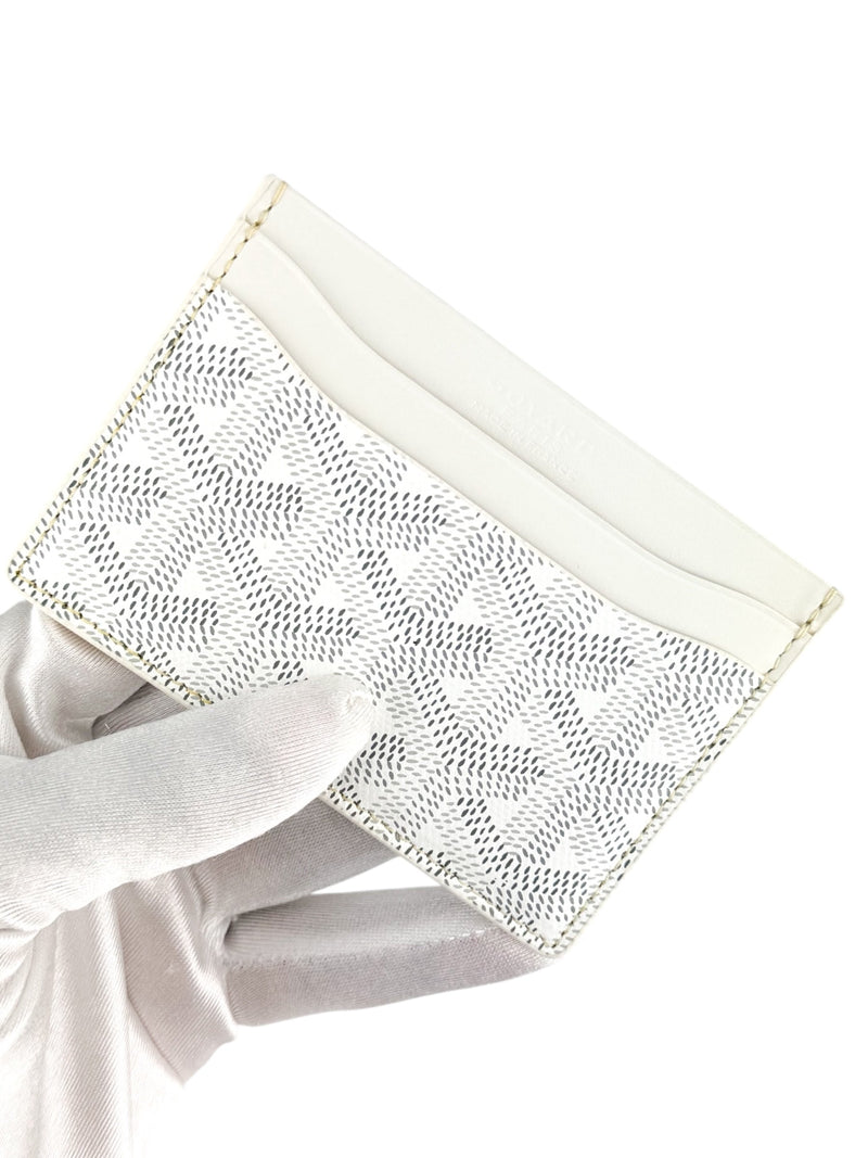 Goyard White Leather Herringbone Saint Sulpice Card Case