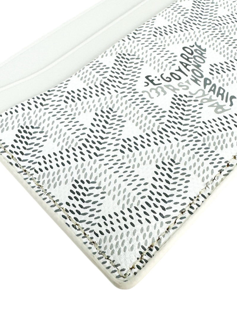 Goyard White Leather Herringbone Saint Sulpice Card Case