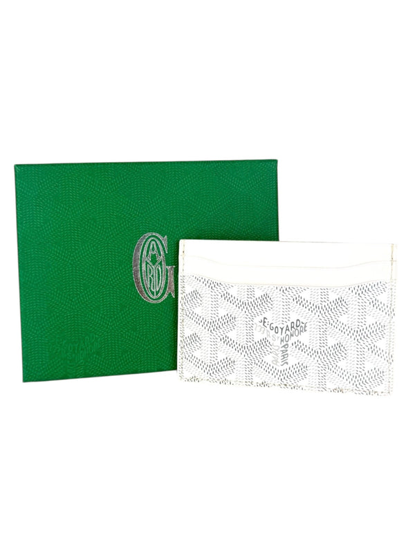 Goyard White Leather Herringbone Saint Sulpice Card Case