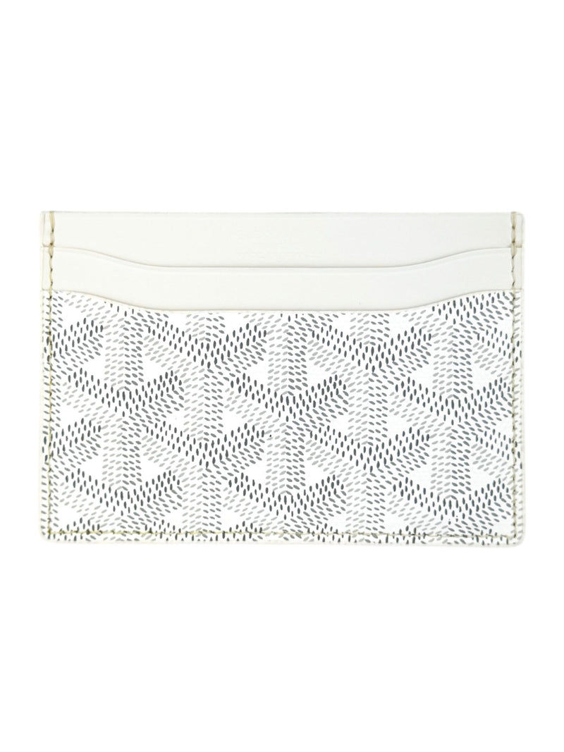 Goyard White Leather Herringbone Saint Sulpice Card Case