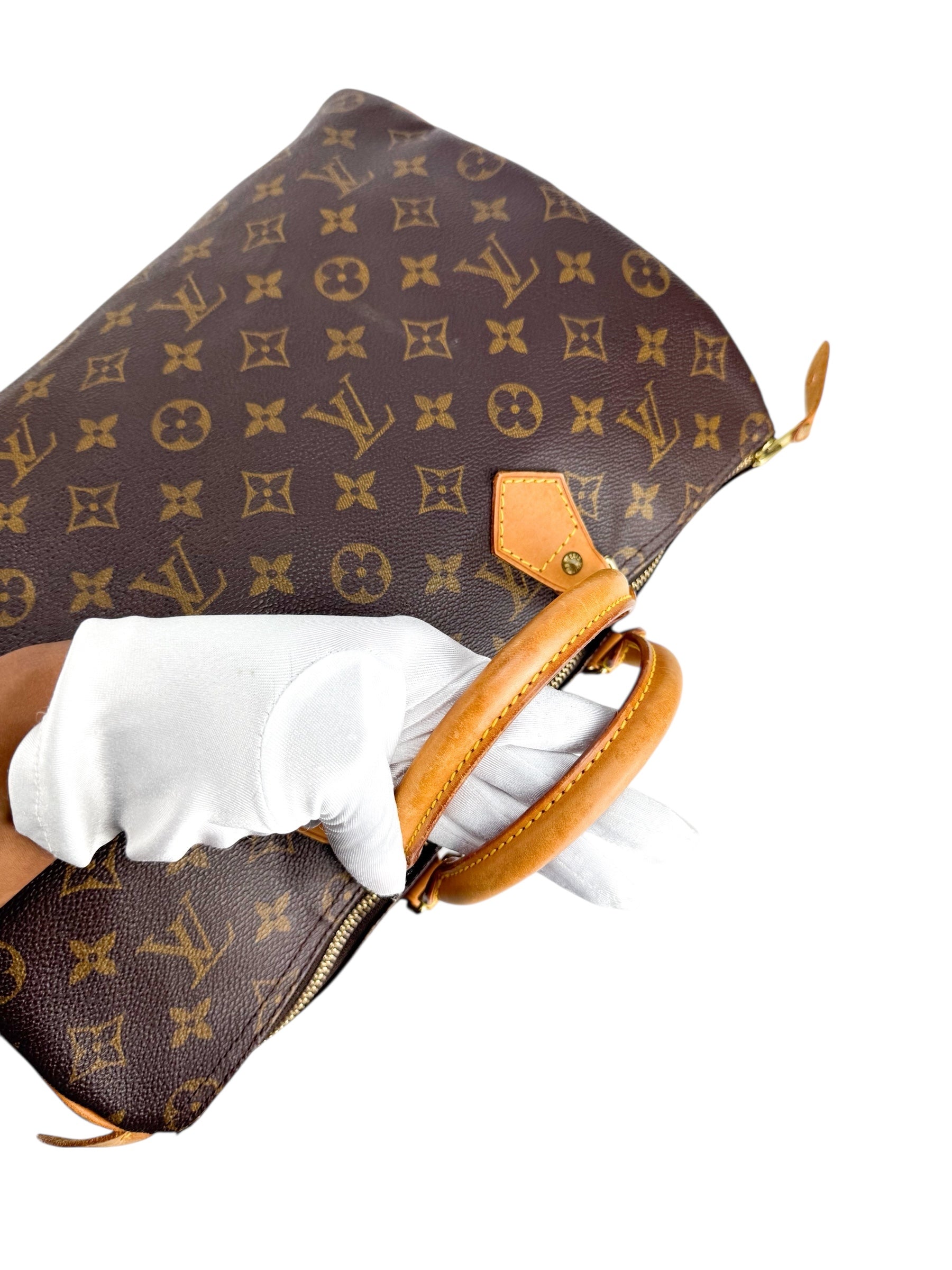 Louis Vuitton Monogram Canvas Leather Speedy 35