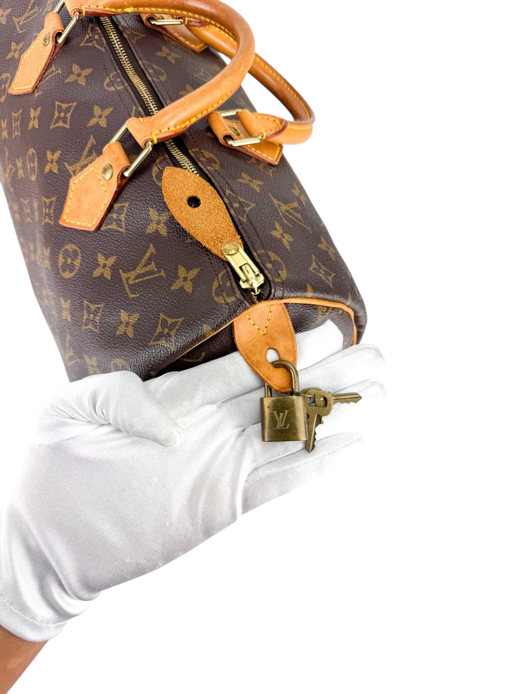Louis Vuitton Monogram Canvas Leather Speedy 35