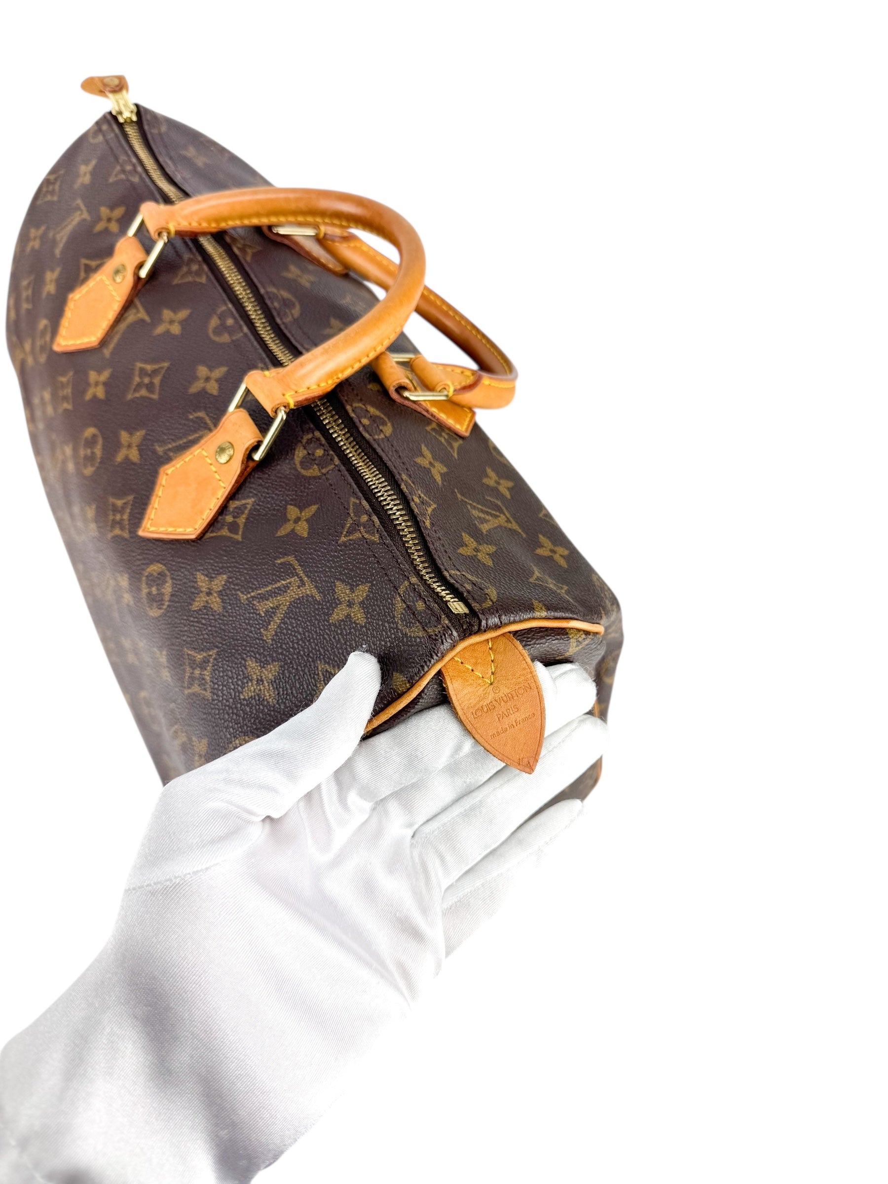 Louis Vuitton Monogram Canvas Leather Speedy 35