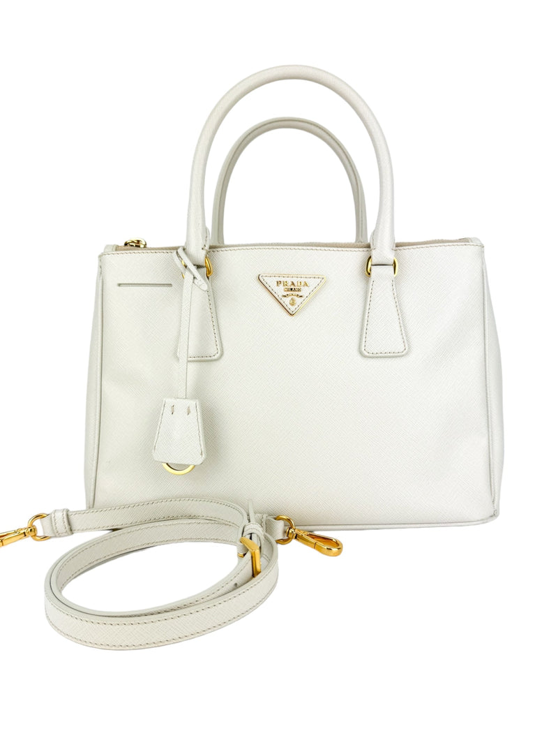 Prada Cream Saffiano Leather Galleria Bag Small