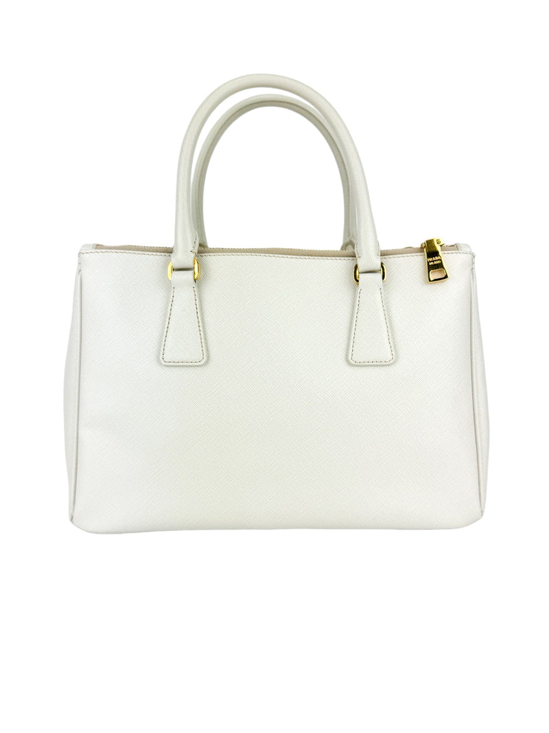 Prada Cream Saffiano Leather Galleria Bag Small