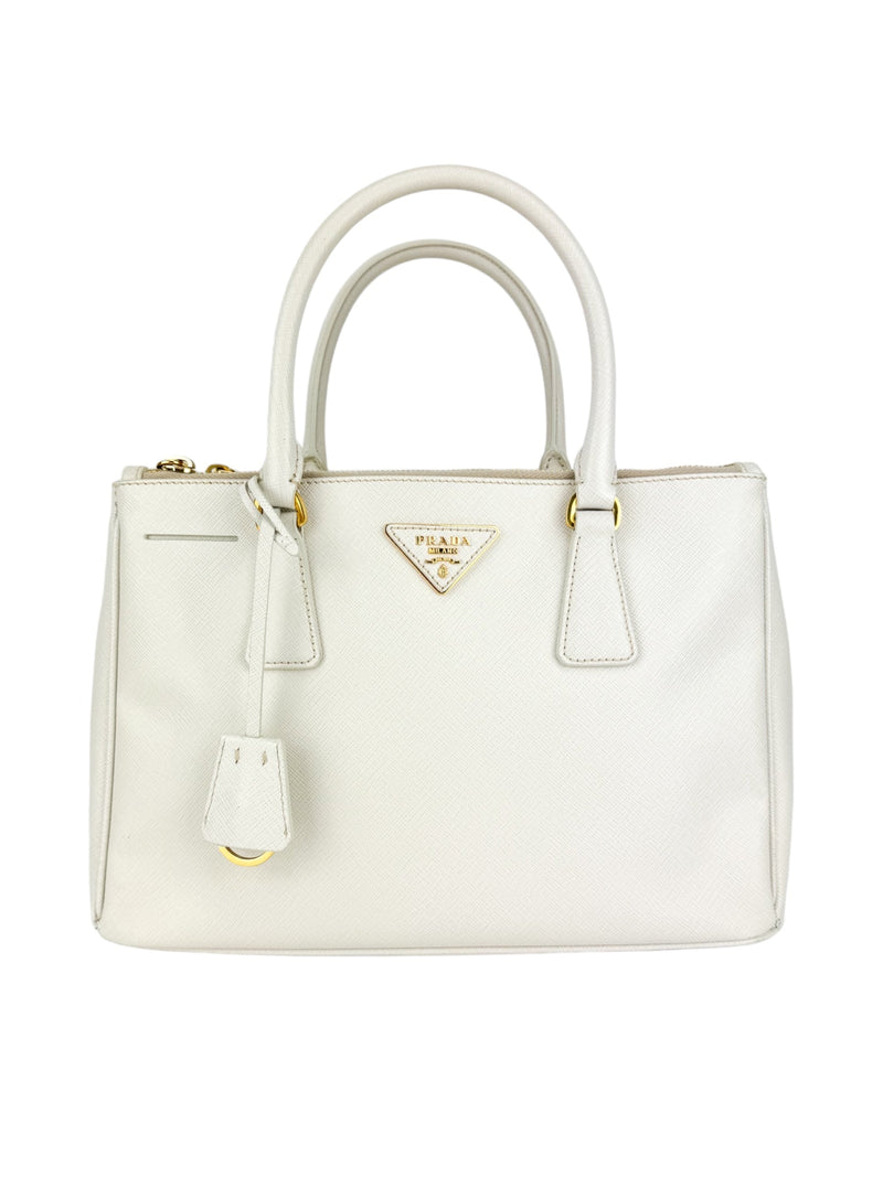 Prada Cream Saffiano Leather Galleria Bag Small