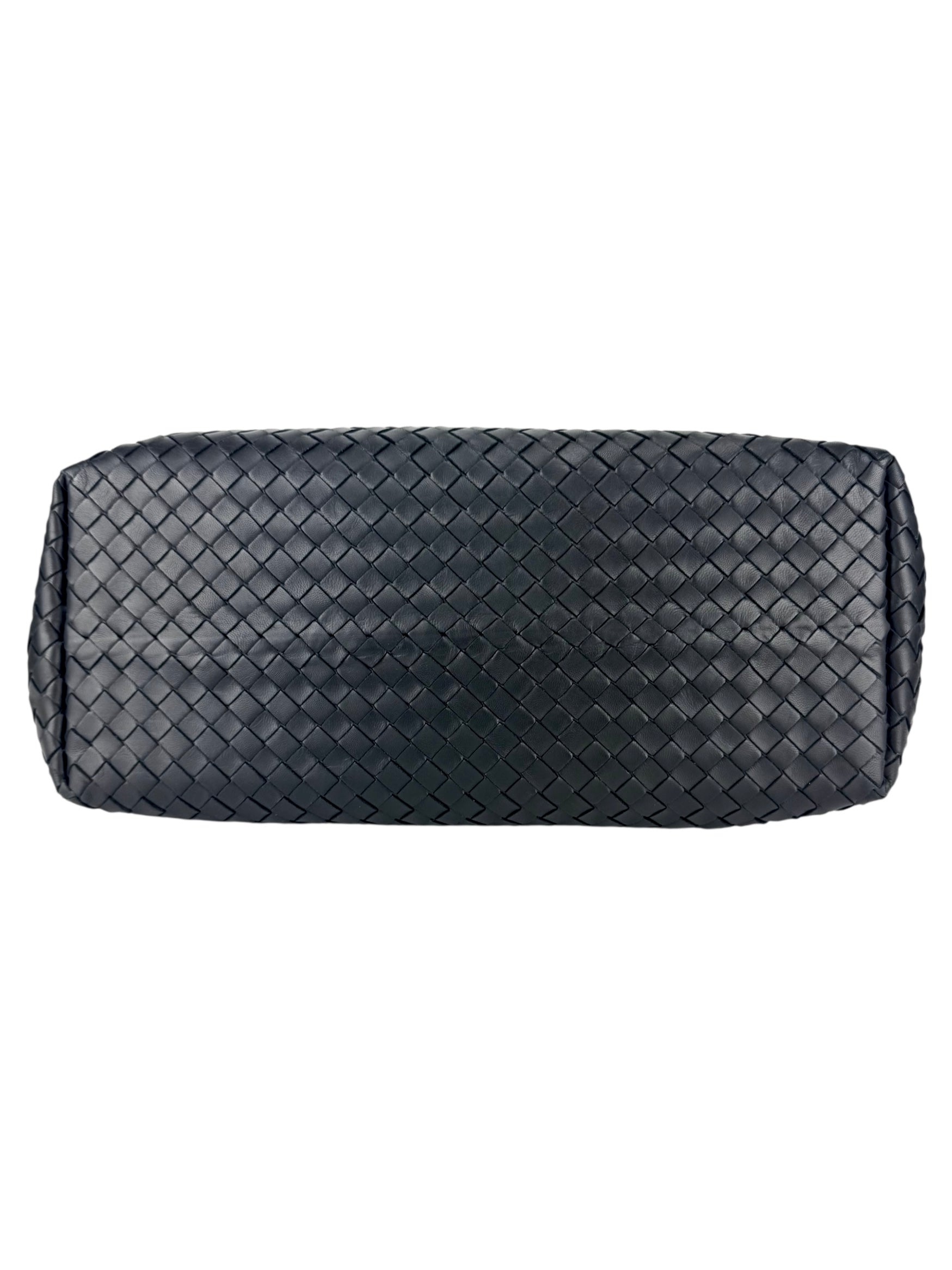 Bottega Veneta Black Leather Intrecciato Garda Tote Bag Medium