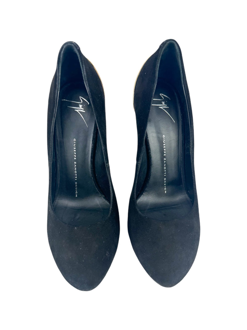 Giuseppe Black Suede Nana Heels 37.5