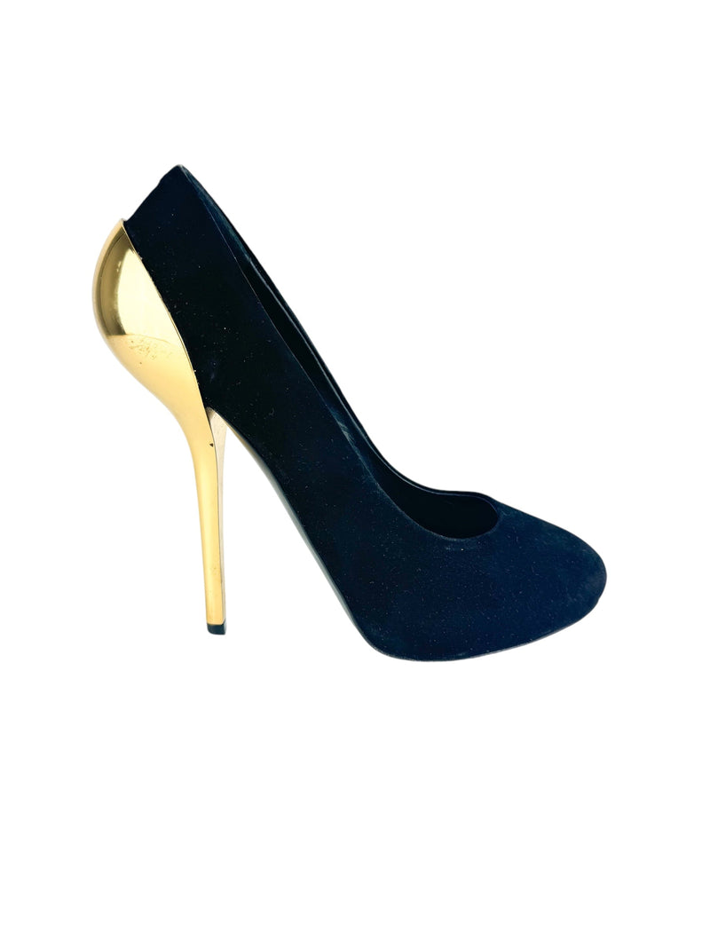 Giuseppe Black Suede Nana Heels 37.5