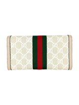 Gucci Beige and White Coated Canvas Leather Ophidia Chain Wallet