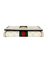 Gucci Beige and White Coated Canvas Leather Ophidia Chain Wallet