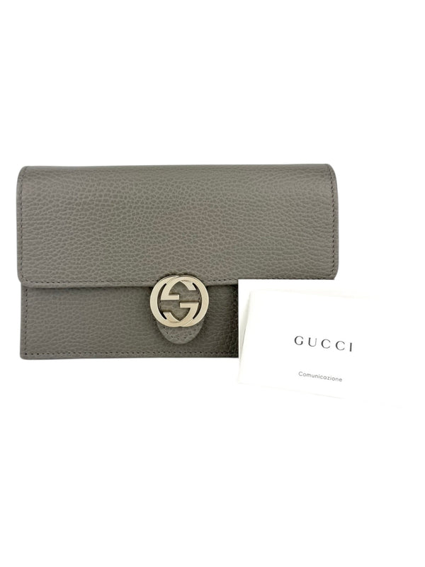 Gucci Gray Leather Wallet on Chain