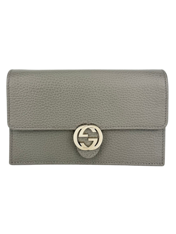 Gucci Gray Leather Wallet on Chain