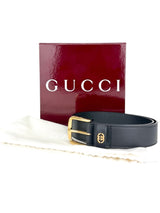 Gucci Black Leather Interlocking G Belt