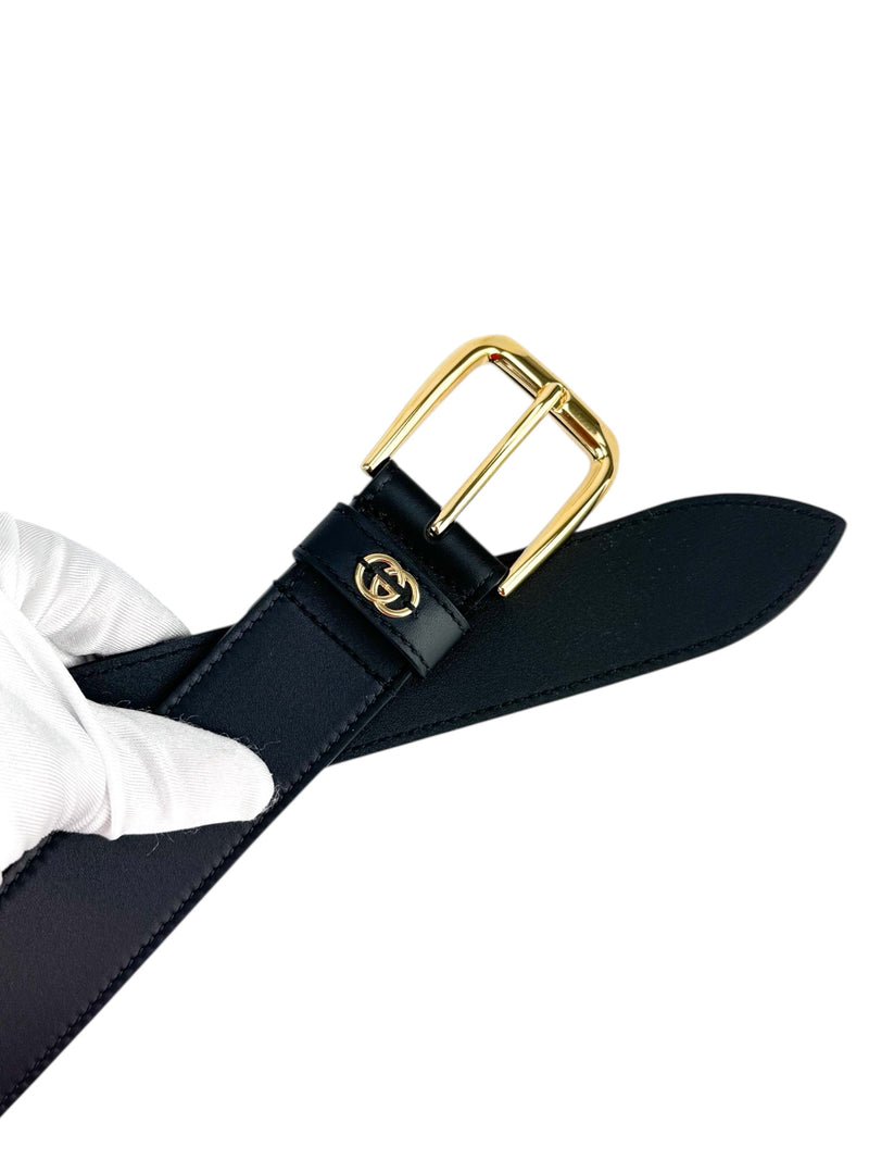 Gucci Black Leather Interlocking G Belt