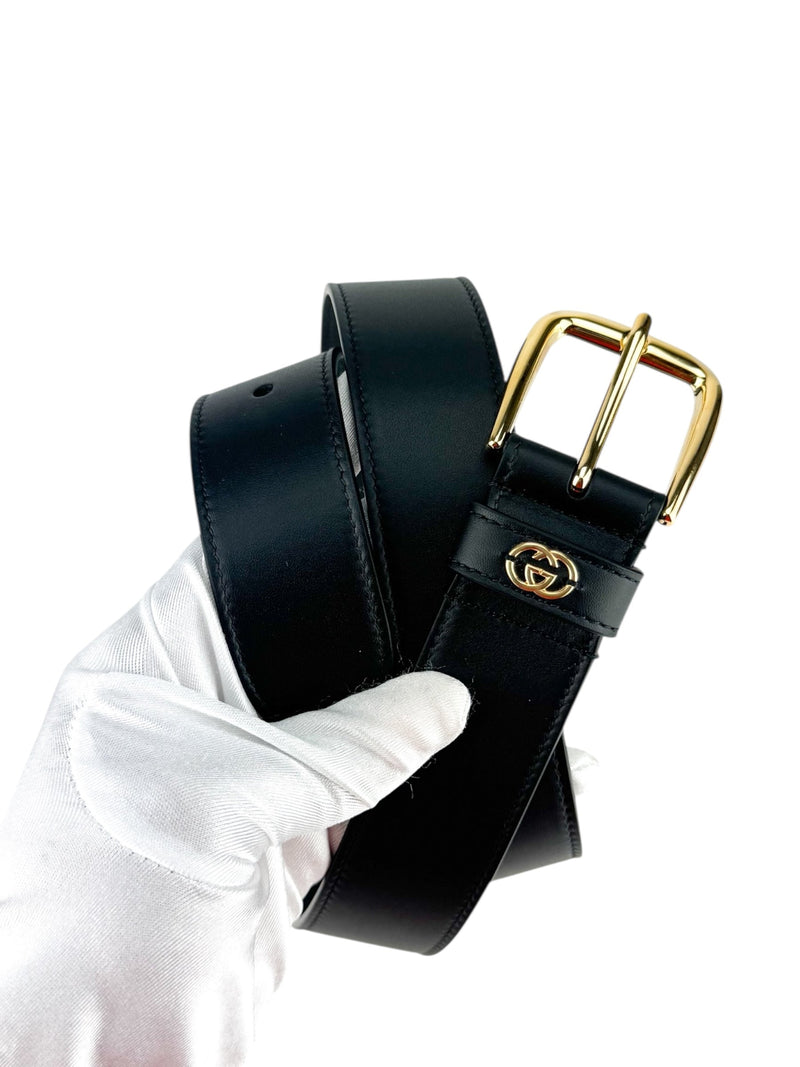 Gucci Black Leather Interlocking G Belt