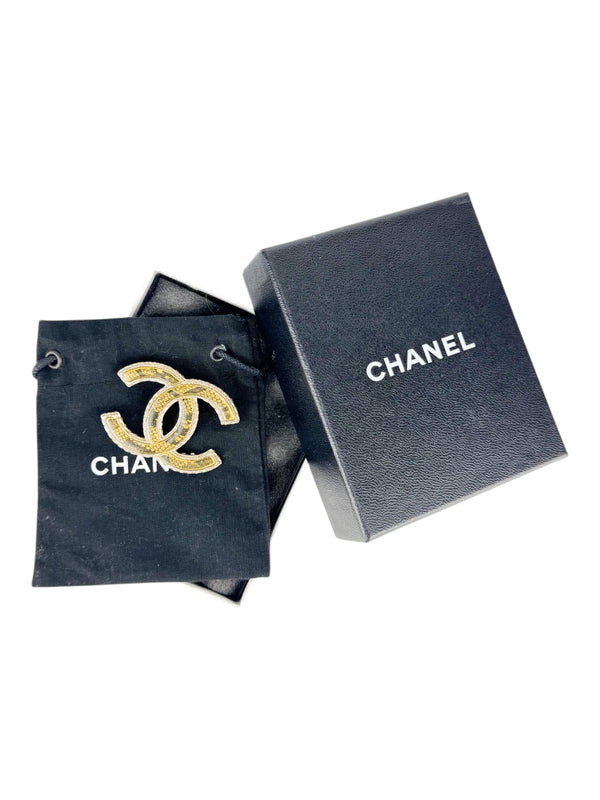 Chanel Gold Coco Interlocking CC Brooch