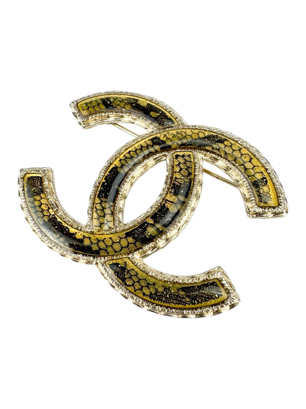 Chanel Gold Coco Interlocking CC Brooch