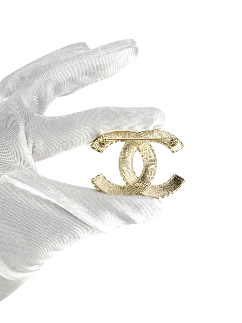 Chanel Gold Coco Interlocking CC Brooch