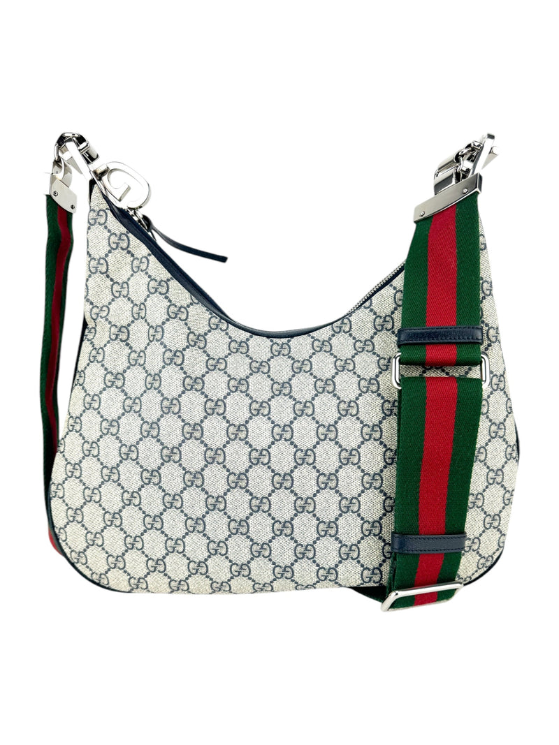 Gucci Monogram Canvas Leather Attache Shoulder Bag