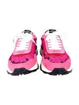 Valentino Pink Red and White Lace Runner Sneakers