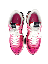 Valentino Pink Red and White Lace Runner Sneakers