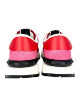 Valentino Pink Red and White Lace Runner Sneakers