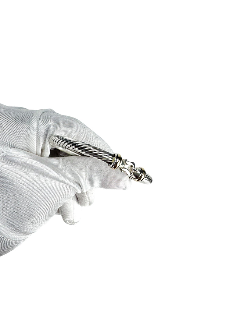 David Yurman Sterling Silver and 18K Yellow Gold Buckle Classic Cable Bracelet 5mm Small