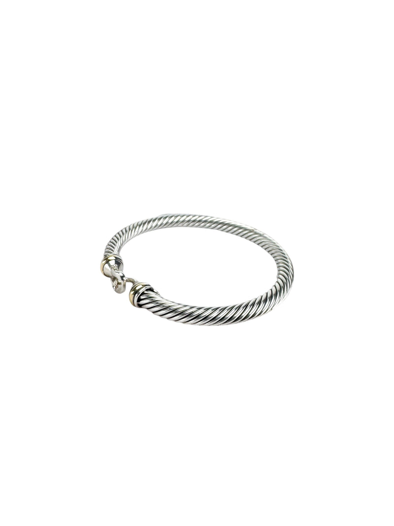 David Yurman Sterling Silver and 18K Yellow Gold Buckle Classic Cable Bracelet 5mm Small