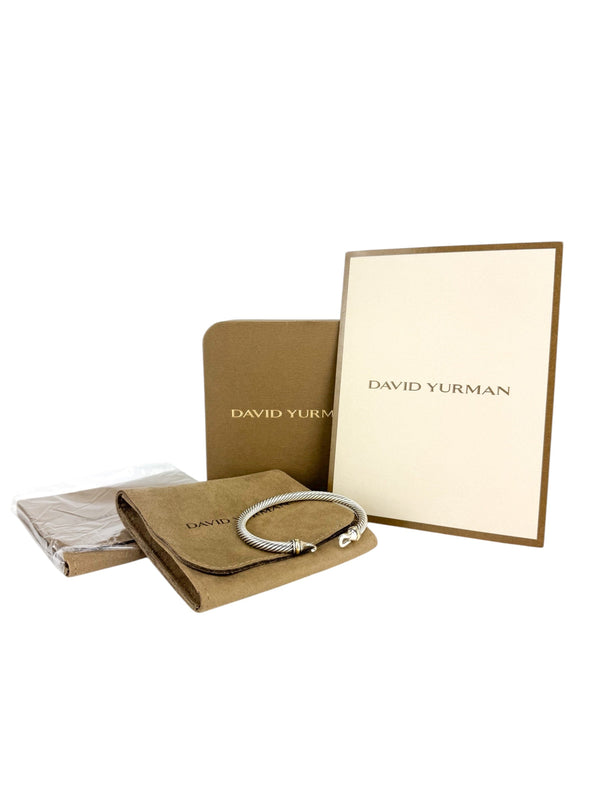David Yurman Sterling Silver and 18K Yellow Gold Buckle Classic Cable Bracelet 5mm Small