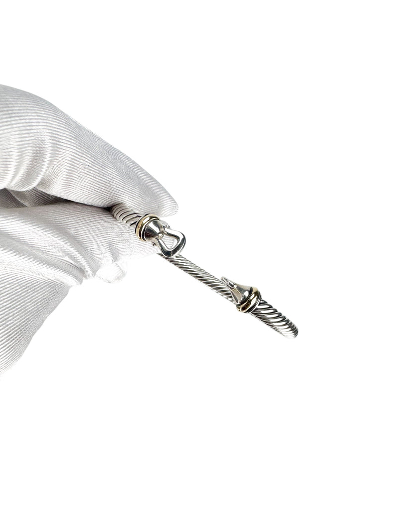 David Yurman Sterling Silver and 18K Yellow Gold Buckle Classic Cable Bracelet 5mm Small