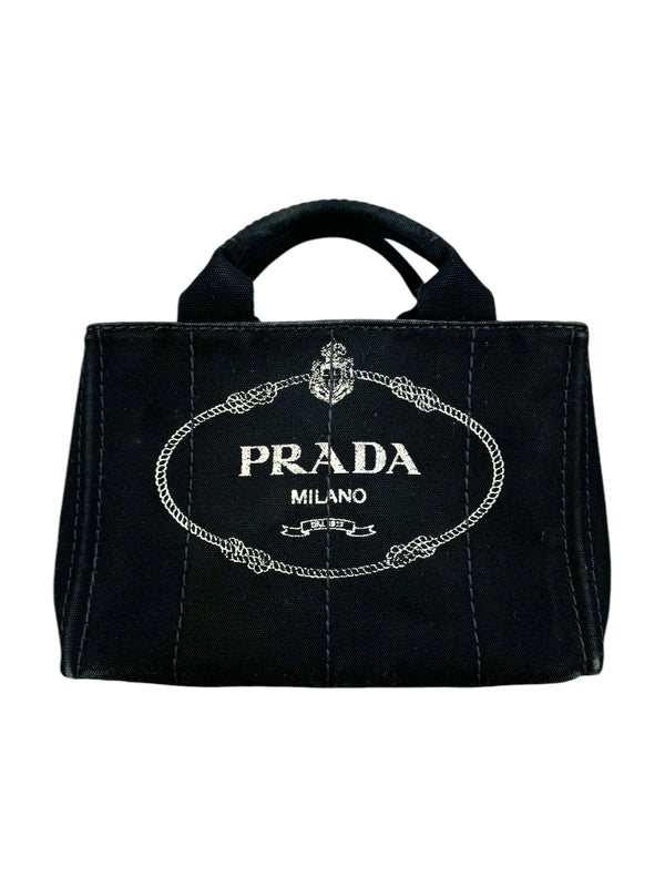 Prada Black Denim Canapa Tote Mini