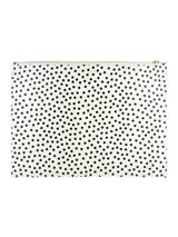 Saint Laurent Ivory and Black Polkadot Leather Clutch Bag