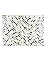 Saint Laurent Ivory and Black Polkadot Leather Clutch Bag