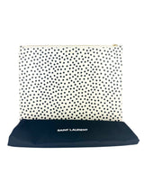 Saint Laurent Ivory and Black Polkadot Leather Clutch Bag