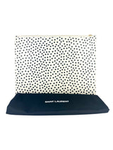 Saint Laurent Ivory and Black Polkadot Leather Clutch Bag
