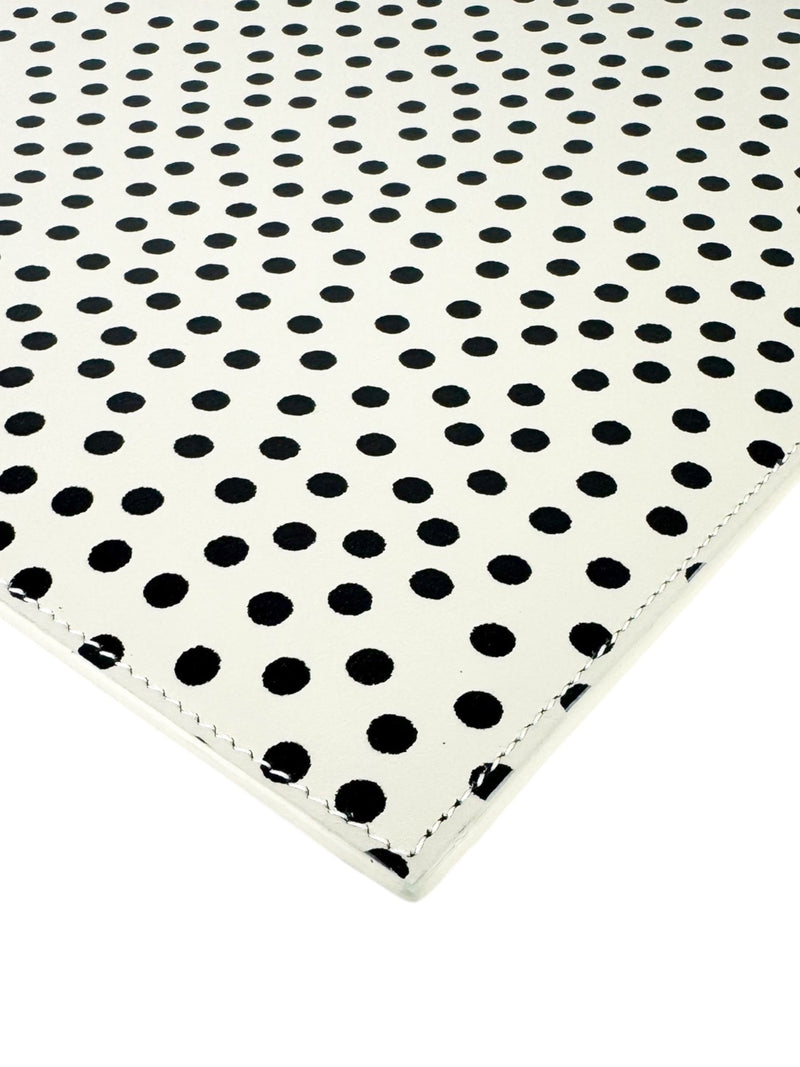 Saint Laurent Ivory and Black Polkadot Leather Clutch Bag