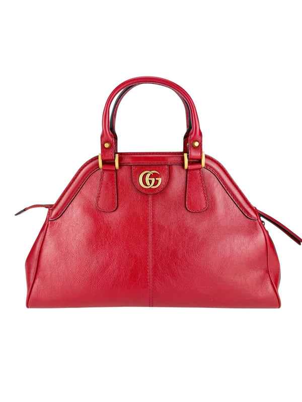 Gucci Red Leather Re(Belle) Tiger Head 2 Way Bag